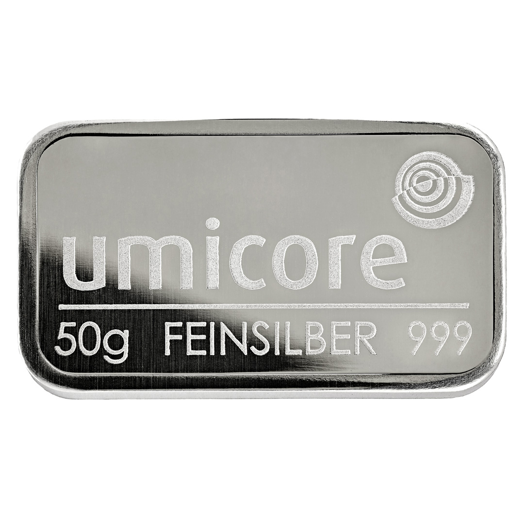 Umicore 50 gram zilverbaar